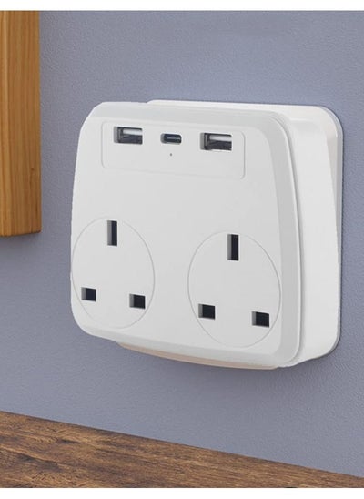 اشتري Multi Plug Extension 2 USB Cube Power Extension Adapter with USB C Port Wall MultiPlug Charger Adaptor, 13A UK 3 Pin Switched Socket Power Extender في السعودية