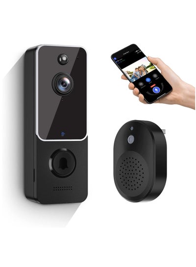 Buy Doorbell Camera, Wireless Smart Video Doorbell Camera, AI Smart Human Detection, with Cloud Storage and HD Live Image, 2-Way Audio and Night Vision （Black） in UAE