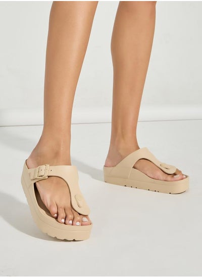 اشتري Platform Flip Flops with Adjustable Buckle في السعودية