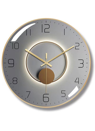 Buy Qiccijoo Wall Clock,3D Curved Glass Large Wall Clock,12-inch Silent Non-Ticking Round Classroom Clock, Battery Operated Easy to Read Decorative Wall Clocks,Stylish Kitchen Wall Clock(Grey) in UAE