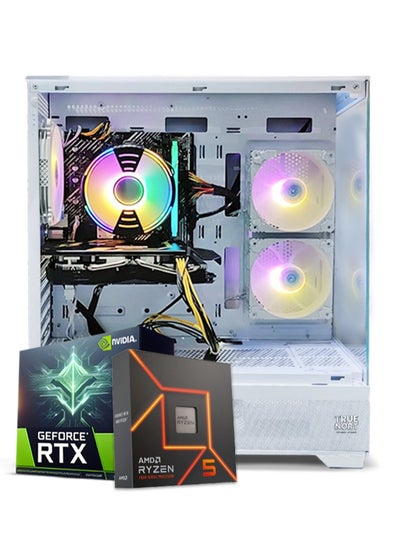 اشتري True Nort Gaming PC، AMD Ryzen 5-7600X، RTX 3060، 32 جيجابايت ذاكرة وصول عشوائي، 1 تيرابايت SSD، مروحة هواء 120 ملم، ويندوز 11 برو، علبة بيضاء في الامارات