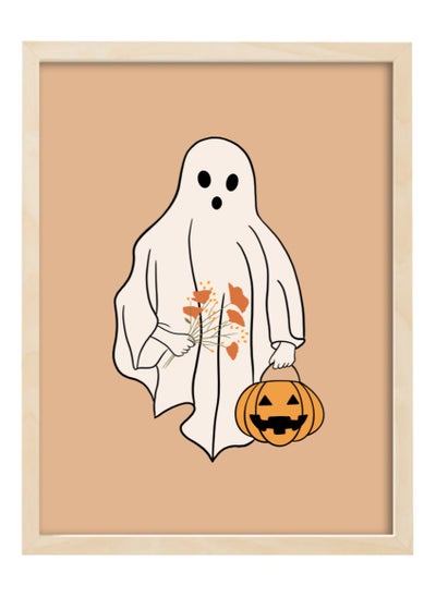 Buy Halloween Ghost and Pumpkin Framed Poster 30x40cm - Spooky Wall Art Decor for Home, Office, or Party , Trick or Treat Pumpkin Artwork, Halloween Decoration Gift Idea in UAE