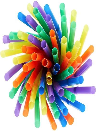 اشتري 100-PCS Colored Flexible Drinking Straws, Plastic Disposable Bendy Straws - 21.5 CM x 0.7CM - Random colors في مصر