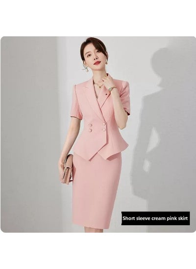 اشتري Chic Pink Business Suit Set for Women Springnavy blue Long Sleeve Suit navy blue Long Sleeve Suit في الامارات