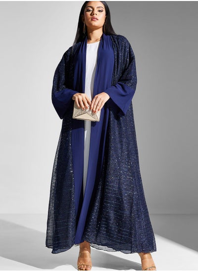 Buy Shimmer Open Front Abaya With Sheila in UAE