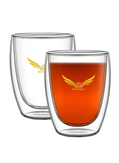 Buy Double Walled Thermo Glass Mug 350ml Set of 2 in UAE