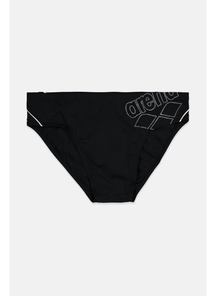 Buy Men Brand Logo Swimwear Brief, Black and Grey in Saudi Arabia