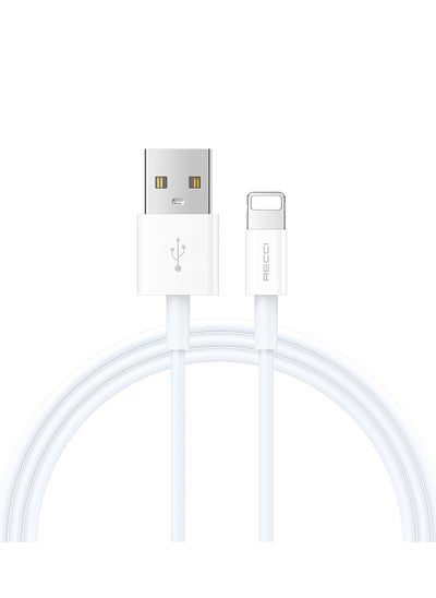 Buy USB A To Lightning Cable 2.4A Fast Charging Data Cord For IPhone IPad 1M White in UAE