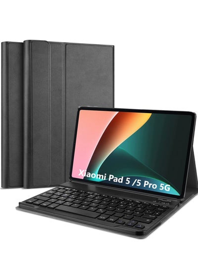 اشتري حافظة Mi pad 5/Mi pad 5 Pro مع لوحة مفاتيح، حافظة رفيعة مع لوحة مفاتيح لجهاز Mi pad 5/Mi pad 5 Pro مقاس 11 بوصة مع حامل قلم وحافظة لوحة مفاتيح بلوتوث لجهاز Mi pad 5/Mi Pad 5 Pro 5G مقاس 11 بوصة (أسود) في الامارات