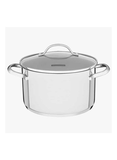 Buy Una 24cm 6.1L Stainless Steel Deep Casserole with Tri Ply Bottom in UAE