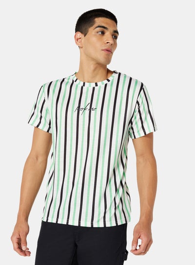 Buy Stripe Relaxed Crew Neck T-Shirt in Saudi Arabia