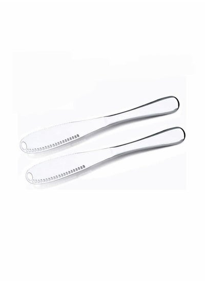 Buy 2 Packs Stainless Steel Butter Spreader Knife with Serrated Edge and Shredding Slots Easy to Curl Scoop Slice and Cut 3 in 1 Multi-function in Saudi Arabia