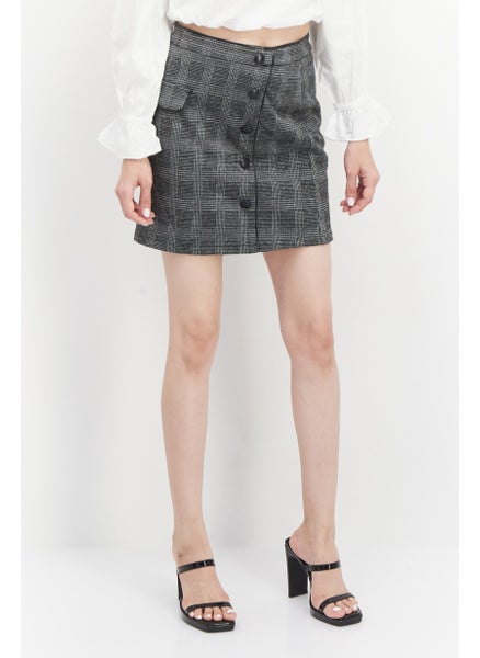 اشتري Women Plaid Mini Skirt, Black Combo في الامارات