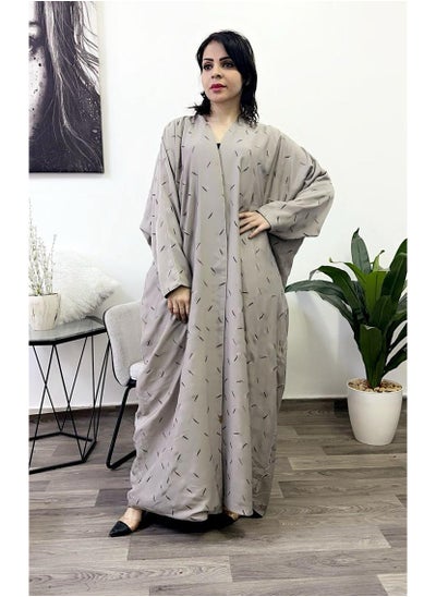 Buy Abaya Laaf-Neck Full Embroidered Cream in Saudi Arabia