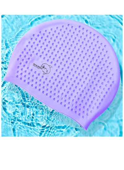 Buy Bubble Swimming Cap Silicone Waterproof For Adult, Purple in Egypt
