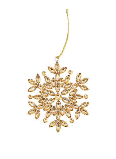 Buy Gulf Flowers Metal Christmas Decoration – Snowflake with Crystals, Gold Ornament for Tree & Decor in UAE