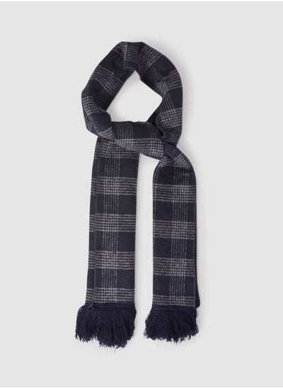 Buy Double Face Solid & Plaid Check/Carreau/Stripe Pattern Wool Winter Scarf/Shawl/Wrap/Keffiyeh/Headscarf/Blanket For Men & Women - Small Size 30x150cm - P02 Navy Blue in Egypt