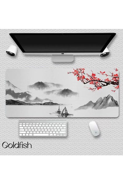 اشتري Chinese Style Landscape oil Painting Mouse Pad White 400 × 900mm في السعودية