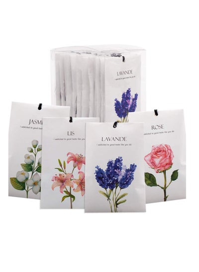 اشتري Lavender Jasmine Lily Rose Flower Sachet 1Box 12Pcs 12 Packs Closet Air Deodorizer Freshener Scented Drawers Sachets Long Lasting Smell Goods for House 4 Scent Home Car Fragrance Products في الامارات