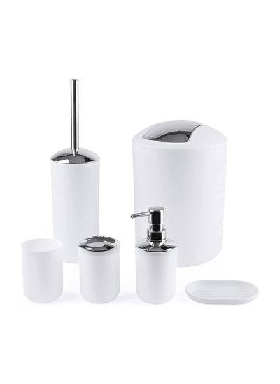 اشتري 6-Piece Plastic Bathroom Set Accessories (White) في الامارات