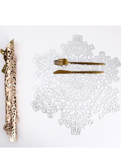 اشتري Christmas Decorations Hollow Snowflake Shape Insulating Dining Mat-gold/Sliver 42.5x42.5cm في الامارات