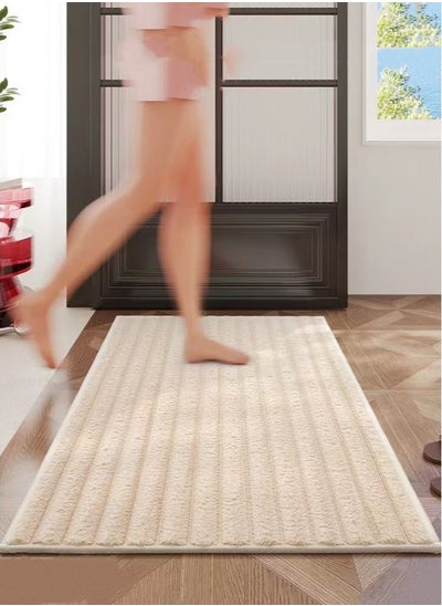 Buy 1-Piece Bathroom Non-slip Rug Shower Absorbent Mat Beige 60x40 Centimeter in UAE