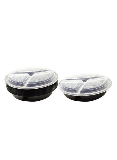 Buy Microwave Container Black Round With Lid 348 Ounces Pack of 12 Pieces. in UAE