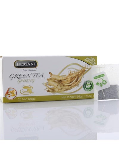 Buy Ginseng Green Tea Pack of 20 tea Bags (+ 5 free teabags) 50grams in UAE