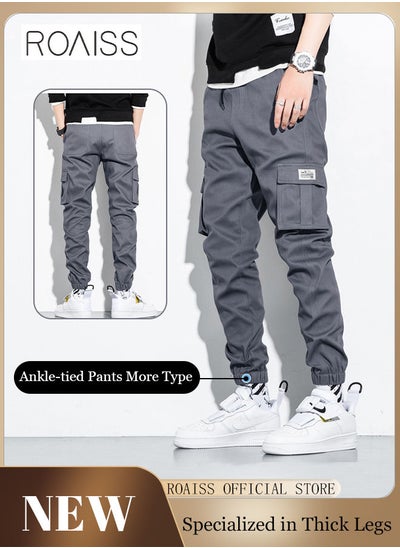 Buy Men's Cargo Pants Casual Pants with Elastic Drawstring Suitable for Various Body Types Simple and Trendy in UAE