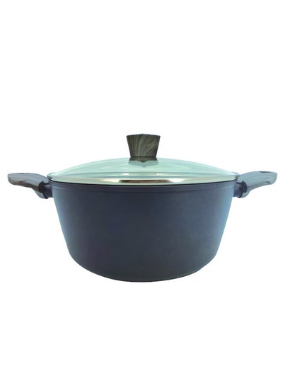 Buy Marble Non Stick Casserole 28 Centimeter Grey Color in UAE