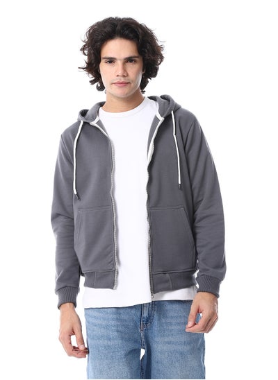 Buy Front Zipper Winter Zip Through Sweatshirt_ Lead Grey in Egypt