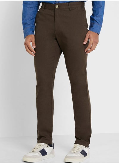 Buy Thomas Scott Men Green Slim Fit Trousers in Saudi Arabia