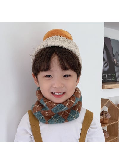 Buy Kids Winter Knit Scarf Plaid Warm Neck GaiterBritish lake blue British lake blue in Saudi Arabia