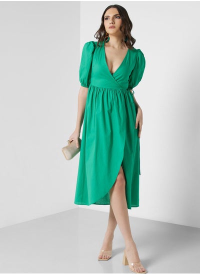 Buy Wrap Dress With Tie Detail in UAE