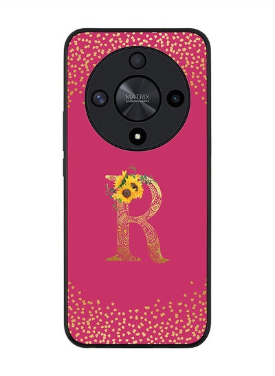 اشتري Rugged Black edge case for Honor X9b Case Cover- Custom Monogram Initial Letter Mandala Floral Pattern Alphabet- R (Deep Pink rose) في الامارات