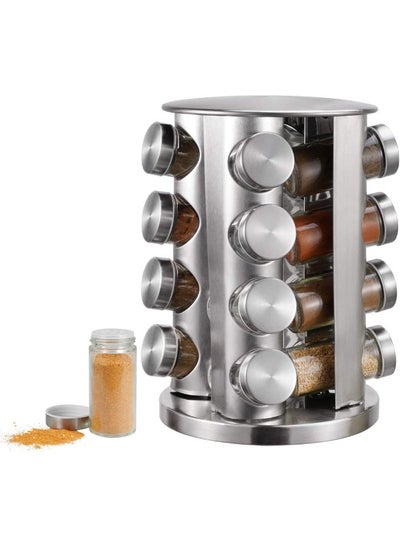 Buy 16-Piece Spice Sprinkler Bottle Set Silver/Clear 35 x 25 x 25cm in Saudi Arabia