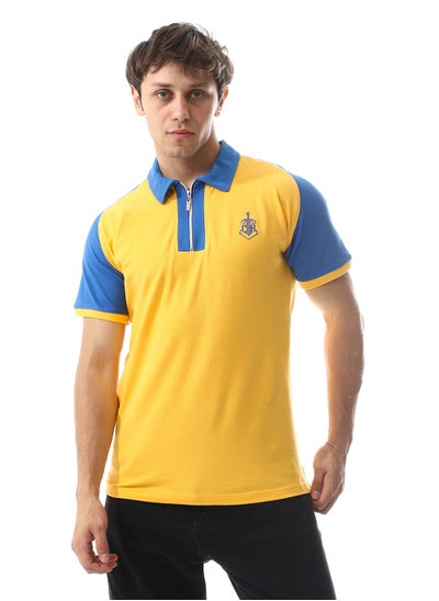 Buy Embroidered Pique Polo Shirt With Classic Collar And Zipper in Egypt