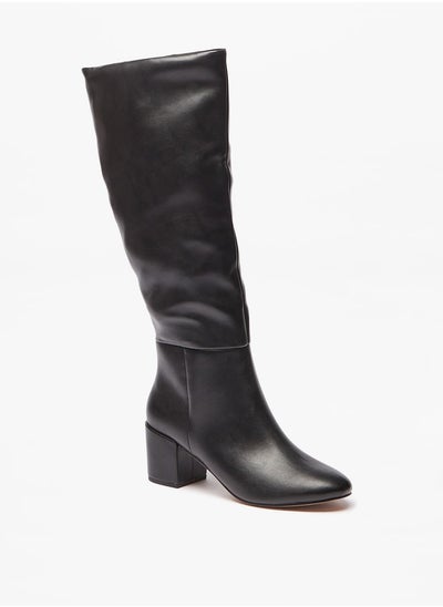 اشتري Women Slip On Knee Length Boots with Block Heels في السعودية