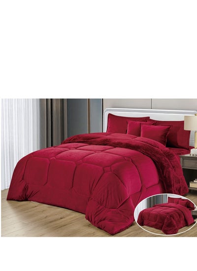 Buy Double-sided soft velvet and luxurious fur bed sheet for one and a half people, size 170*220 cm in Saudi Arabia