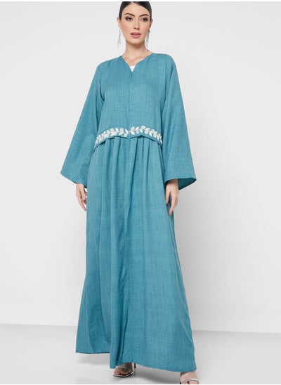 Buy V-Neck Embellished Abaya in UAE