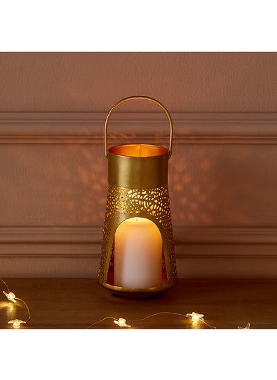 Buy Flicker Etched Decorative Metal Lantern 11 x 18 x 11 cm in UAE