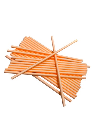 اشتري 25 Pieces Disposable Drinking Paper Straws 6mm Peach Color Party Tableware Supply في الامارات