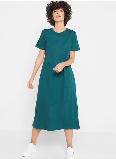 Buy Pleated T-Shirt Midi Dress in UAE