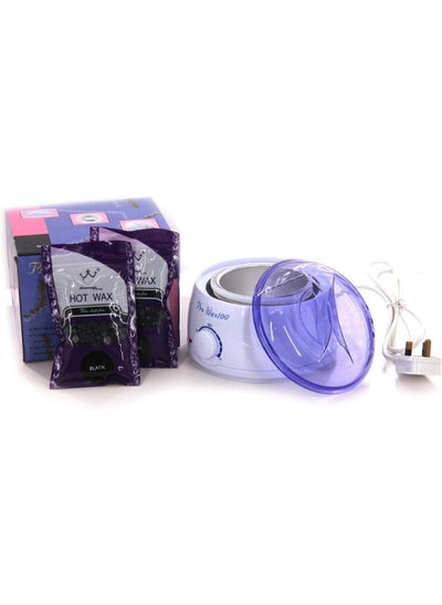 Buy Pack Of 2 Hot Wax With Wax Heating Machine White/Purple/Black in UAE