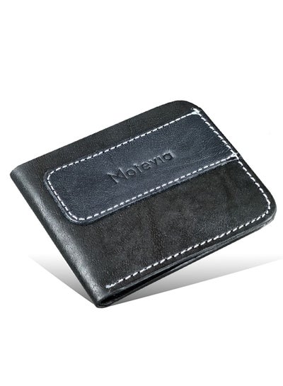 Buy Genuine Leather Wallet Double Layer Wallet Men Purse with 8 Card Pockets Premium Design Men wallet for men slim by Motevia (Black) in Egypt
