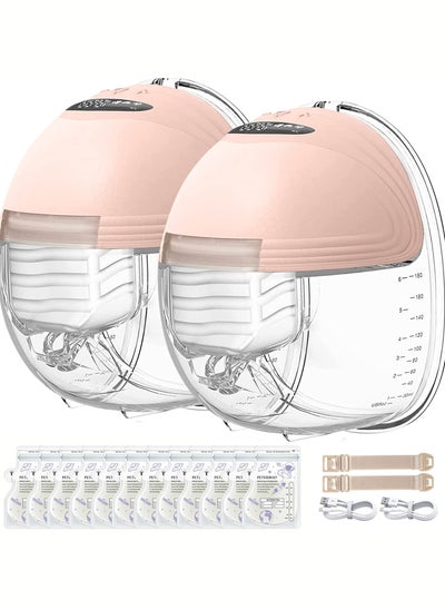 Buy Double Wearable Breast Pump Hands-Free Electric Low Noise All-in-One Portable Breast Pump+30pcs Milk Storage Bag in Saudi Arabia