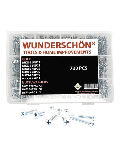 Buy WUNEDRSCHÖN  Phillips Pan Head Bolts Kit  720 Pieces For  furniture construction, repair, and assembly projects in UAE