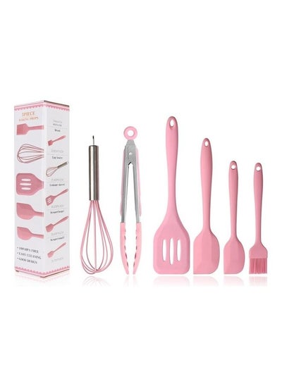 Buy 6 In 1 Silicone Kitchenware Slotted Spatula Set Pink 30x8x8cm in UAE