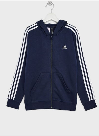 اشتري Essentials 3-Stripes Fleece Full-Zip Hoodie في الامارات