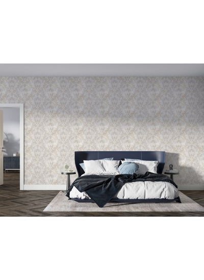 اشتري Geometric Leaves Fabric Wallpaper Covers An Area ​​Up To 4.2Mx3M With Adhesive And Smoothing Tool في مصر